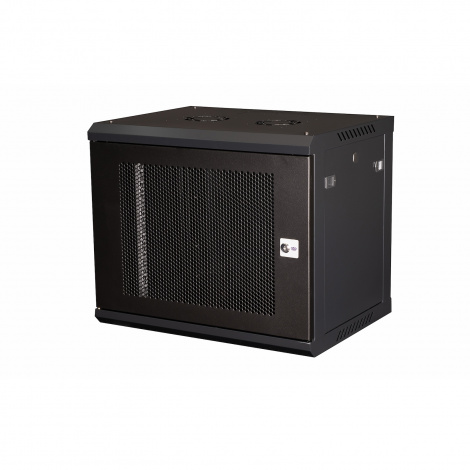 Шкаф 19" телекоммуникационный настенный, 9U 501x600х450 мм, дверь перфорация, черный